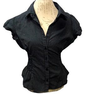 Most Black, White Polka Dot Blouse Size XL